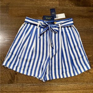 NWT Polo Ralph Lauren Blue & White Striped Satin Shorts